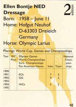1995 Collect-A-Card Equestrian #48 Ellen Bontje / Olympic Larius Back